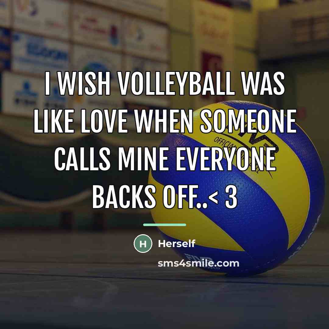 “I Wish VolleyBall was like Love when someone calls mine…” quote by Herself