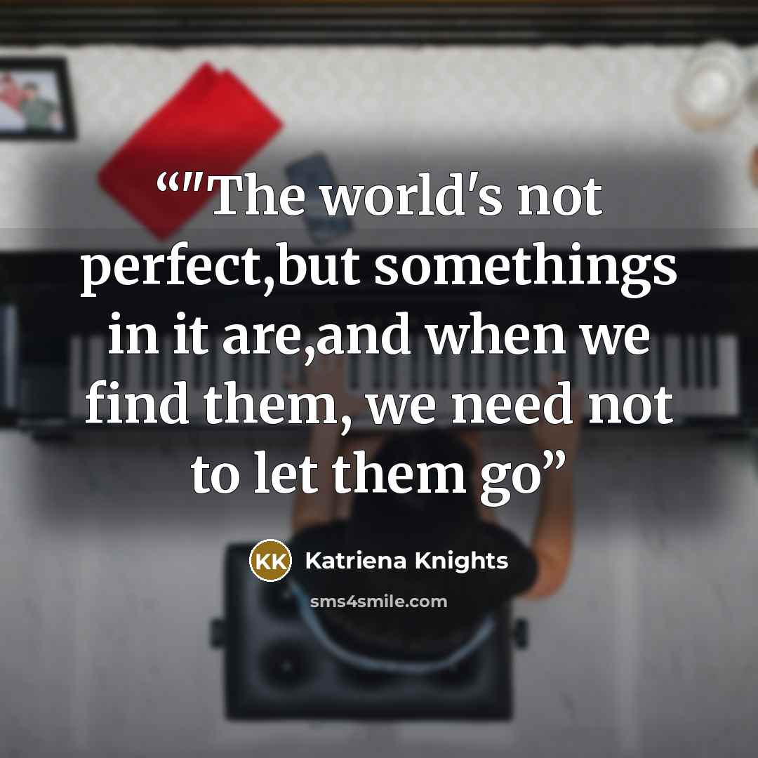 “‎"The world's not perfect,but somethings in it are,and when we find them, we need not to let them go” quote by Katriena Knights