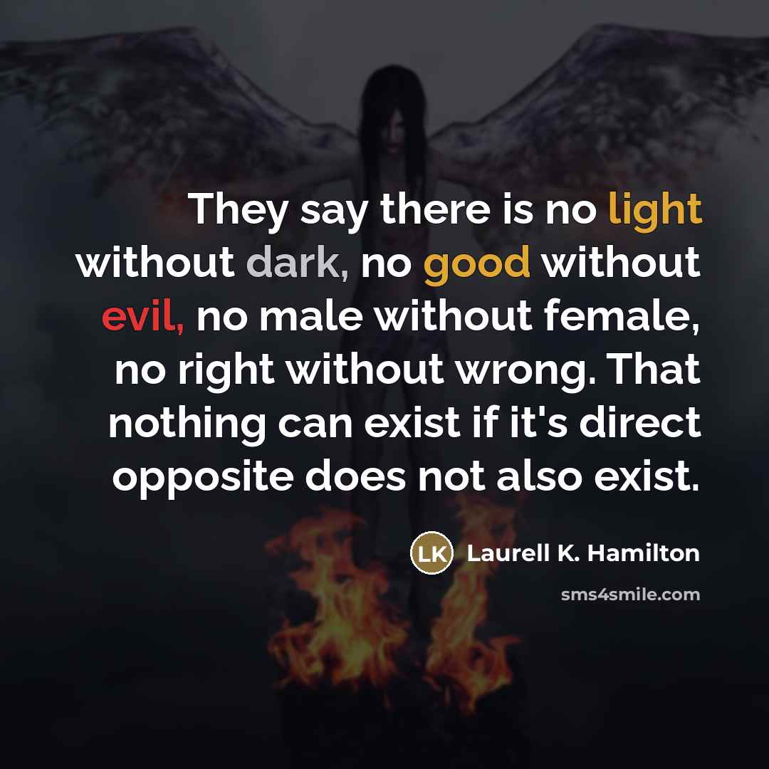“They say there is no light without dark, no good…” quote by Laurell K. Hamilton