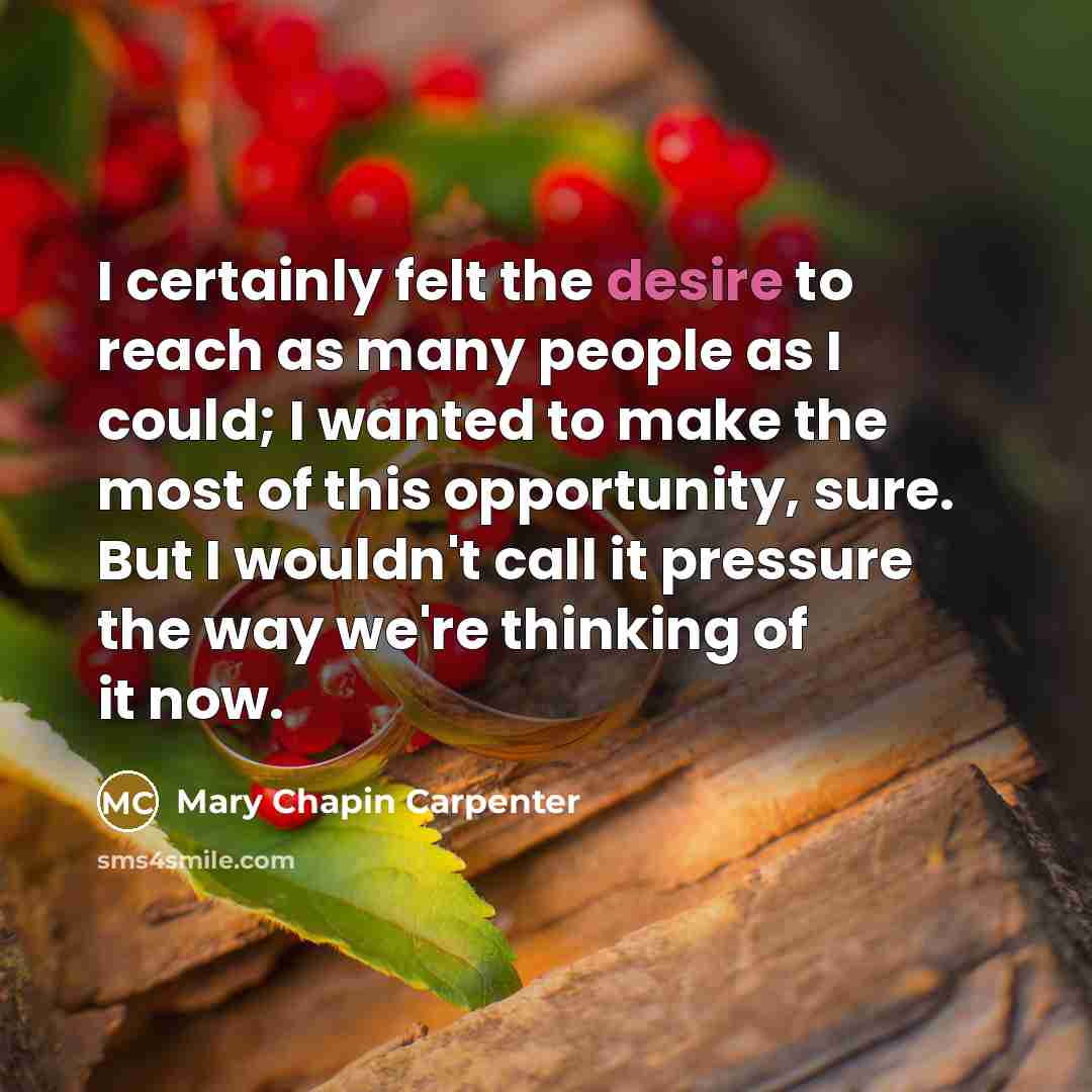 “I certainly felt the desire to reach as many people…” quote by Mary Chapin Carpenter