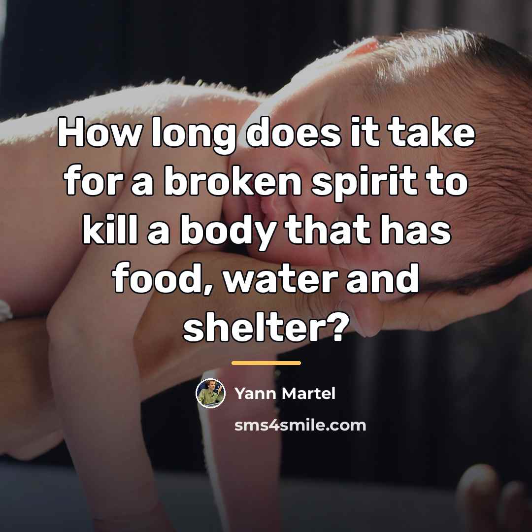 “How long does it take for a broken spirit to…” quote by Yann Martel