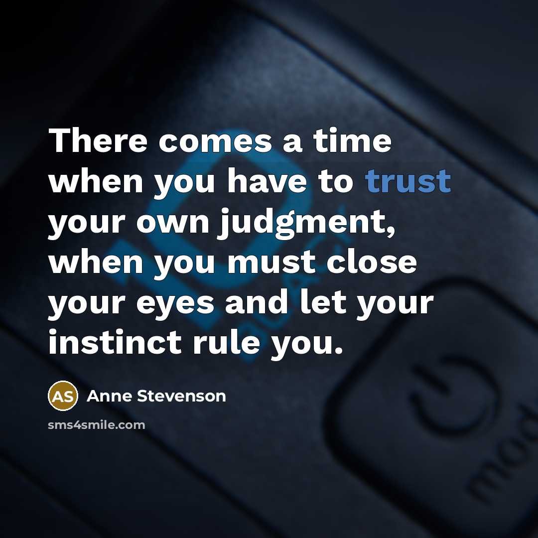 “There comes a time when you have to trust your…” quote by Anne Stevenson
