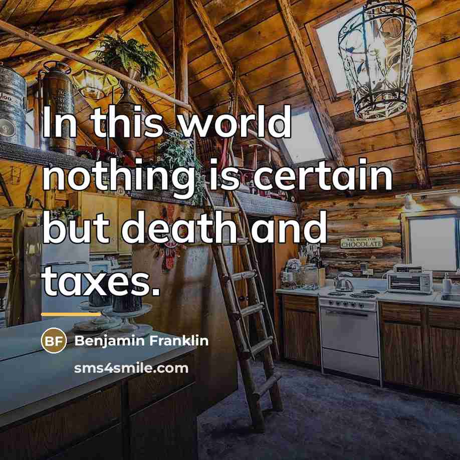 “In this world nothing is certain but death and taxes.…” quote by Benjamin Franklin
