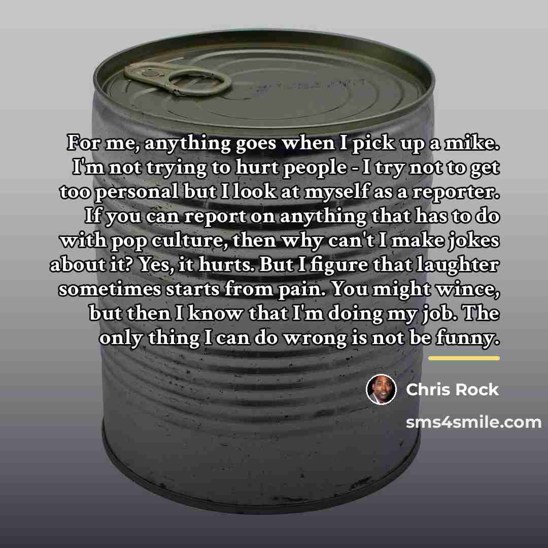 “For me, anything goes when I pick up a mike.…” quote by Chris Rock