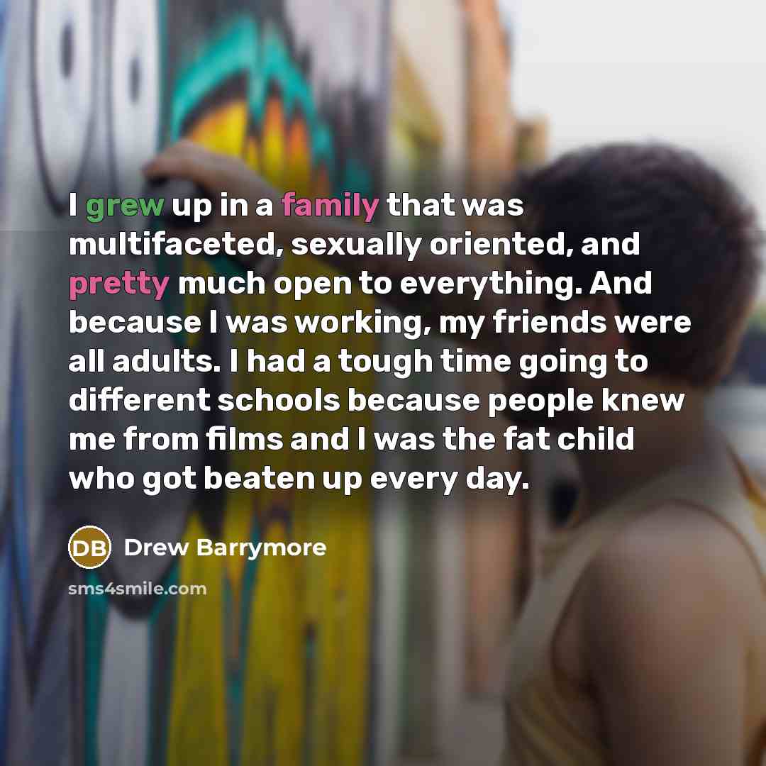 “I grew up in a family that was multifaceted, sexually…” quote by Drew Barrymore