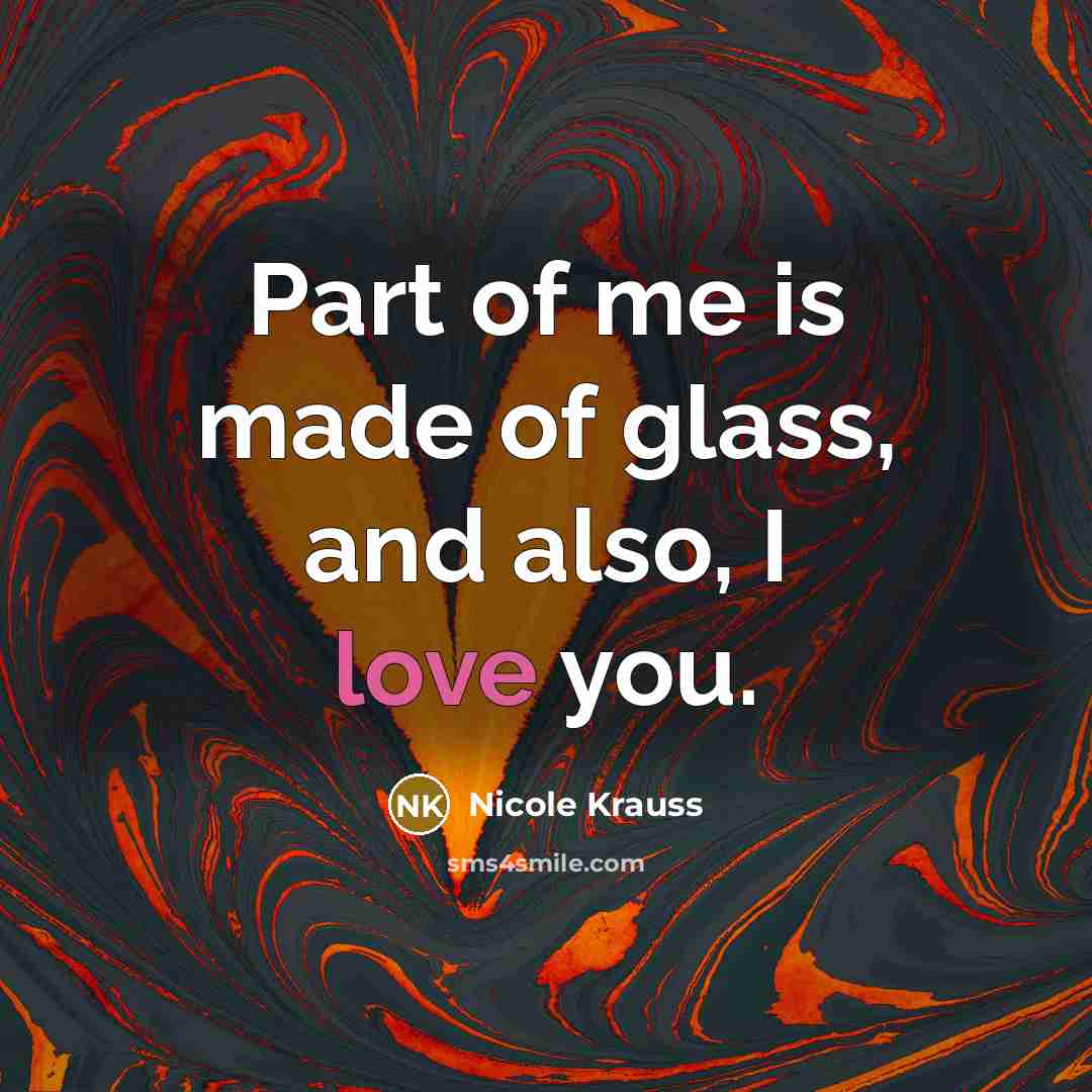 “Part of me is made of glass, and also, I…” quote by Nicole Krauss