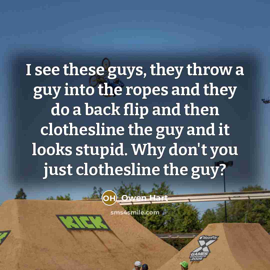 “I see these guys, they throw a guy into the…” quote by Owen Hart