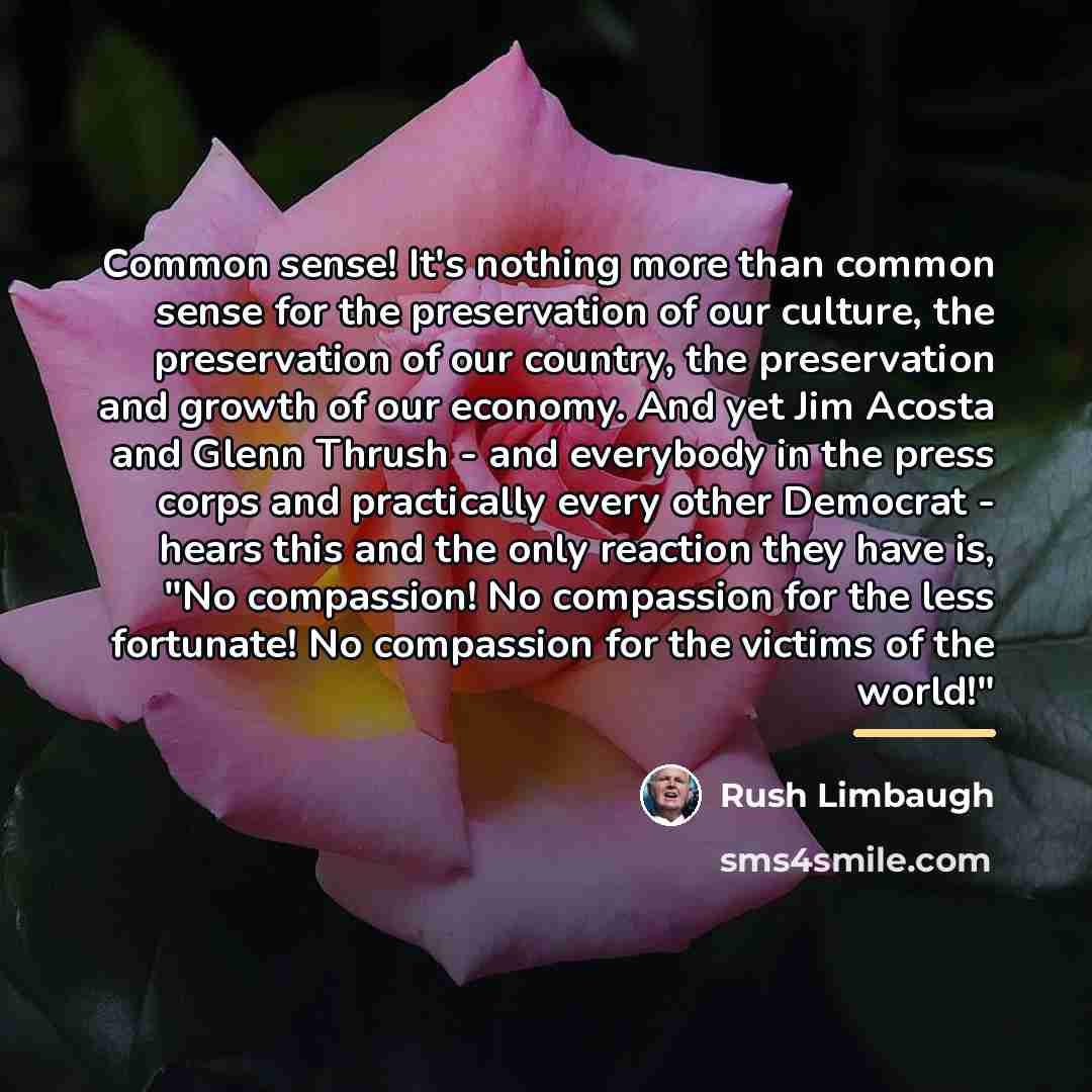 “Common sense! It's nothing more than common sense for the…” quote by Rush Limbaugh