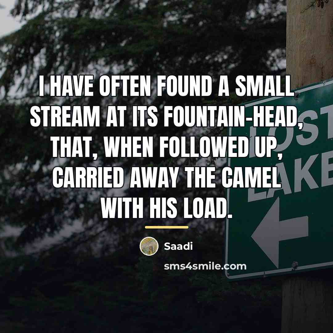 “I have often found a small stream at its fountain-head,…” quote by Saadi