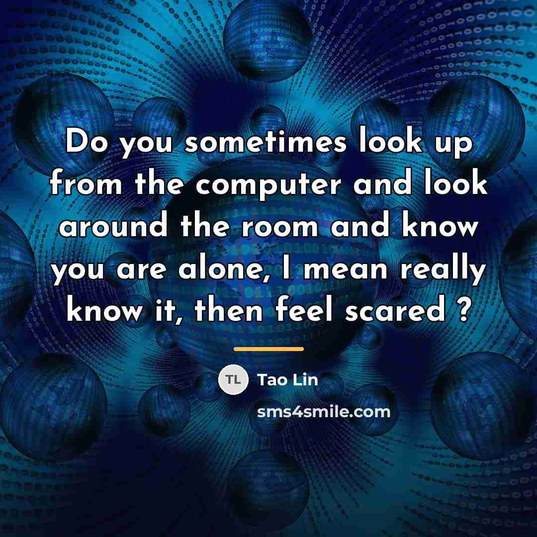 “Do you sometimes look up from the computer and look…” quote by Tao Lin
