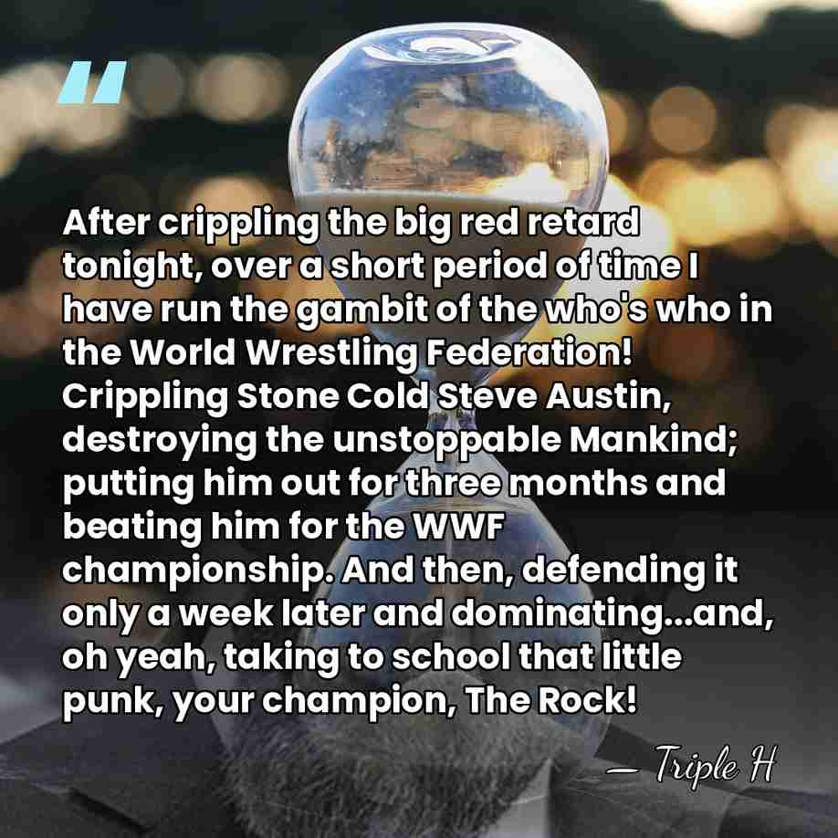 After crippling the big red retard tonight, over a short period of&hellip; - Triple H