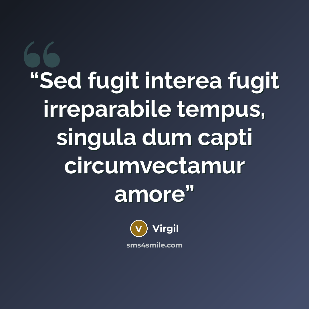 “Sed fugit interea fugit irreparabile tempus, singula dum capti circumvectamur amore” quote by Virgil