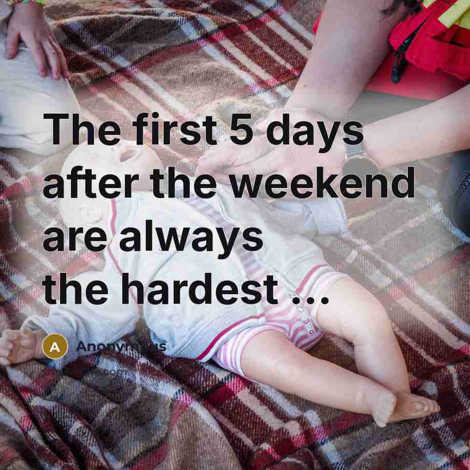 “The first 5 days after the weekend are always the hardest ...” quote by Anonymous