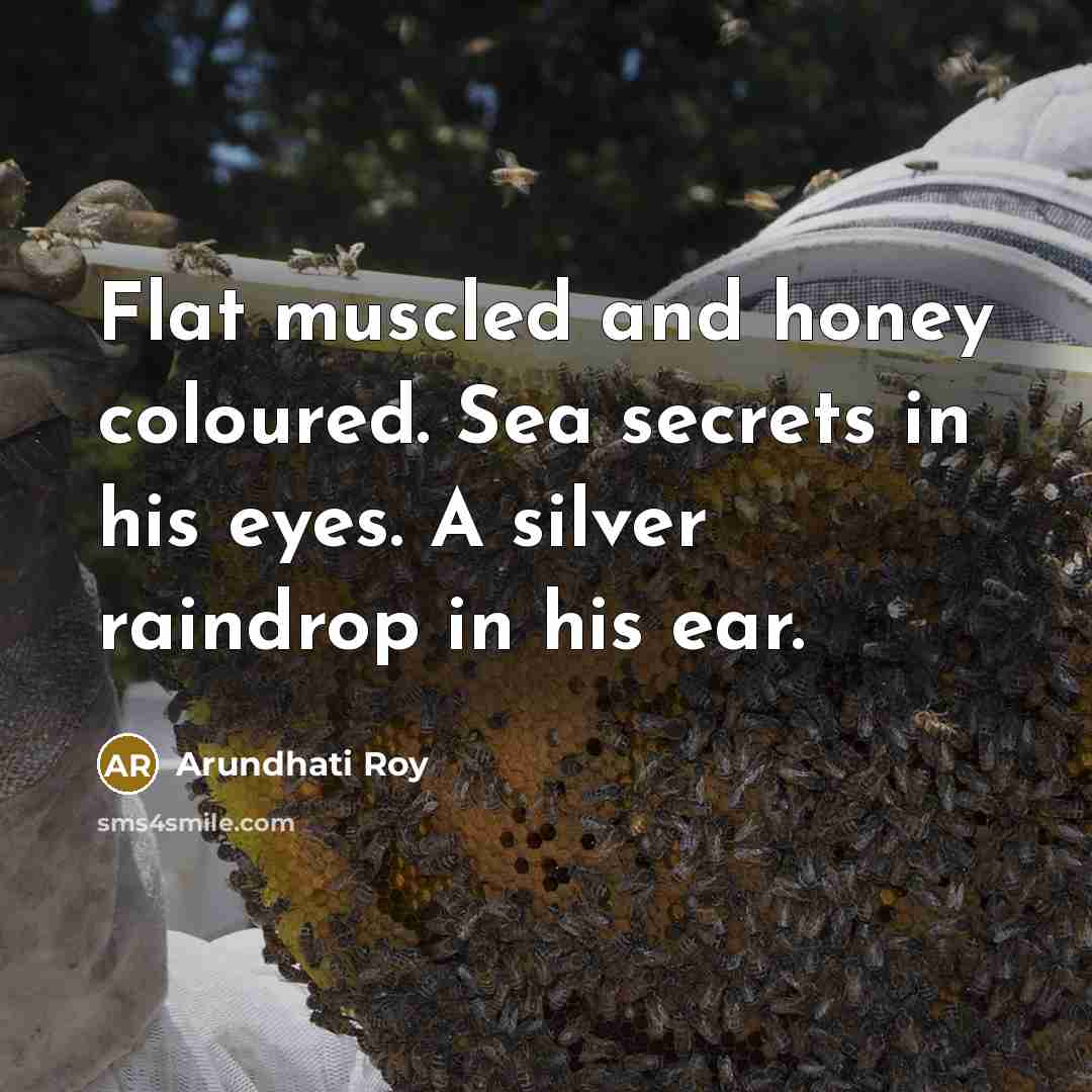 “Flat muscled and honey coloured. Sea secrets in his eyes.…” quote by Arundhati Roy