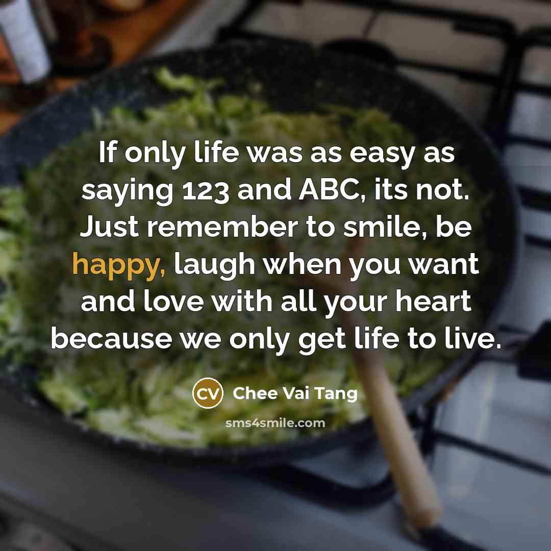 “If only life was as easy as saying 123 and…” quote by Chee Vai Tang