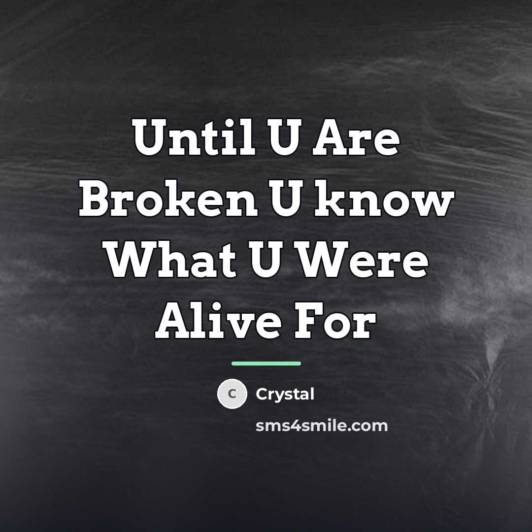 “Until U Are Broken U know What U Were Alive…” quote by Crystal