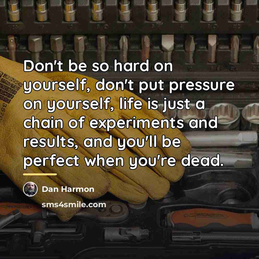 “Don't be so hard on yourself, don't put pressure on…” quote by Dan Harmon