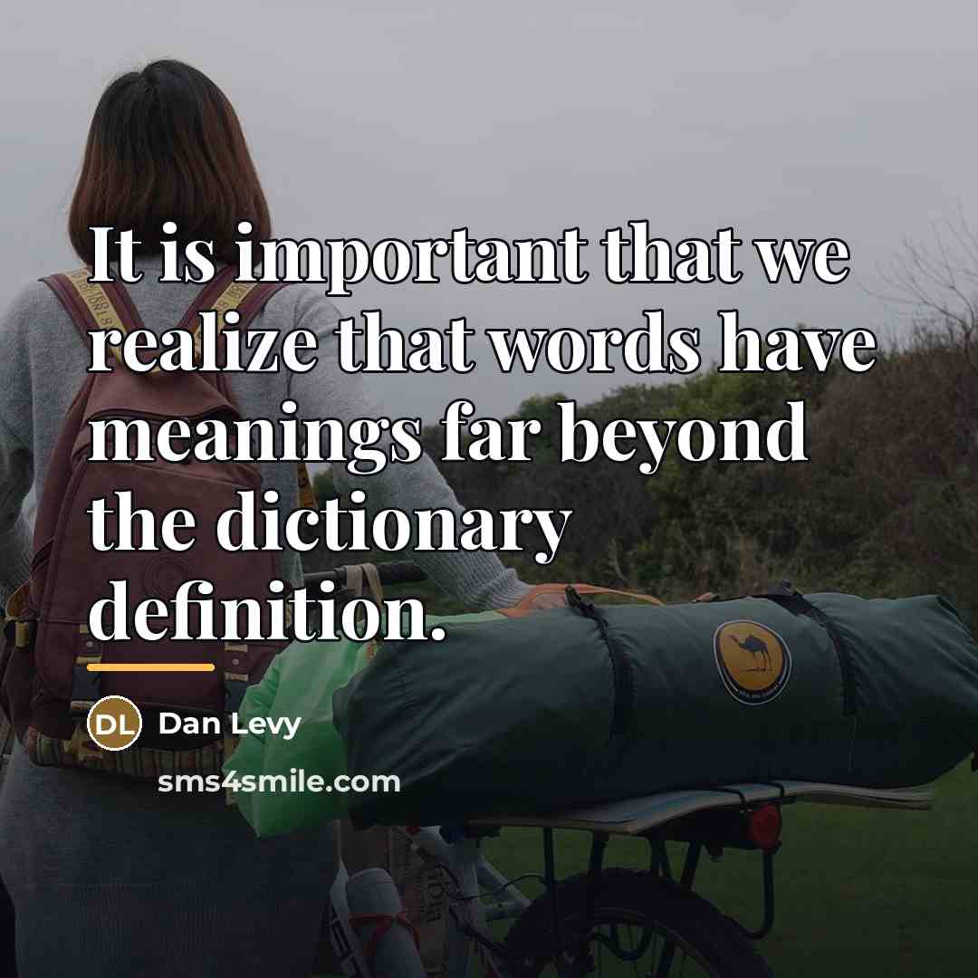 “It is important that we realize that words have meanings…” quote by Dan Levy