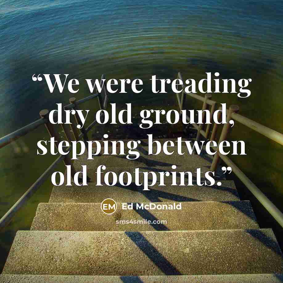 “We were treading dry old ground, stepping between old footprints.” quote by Ed McDonald