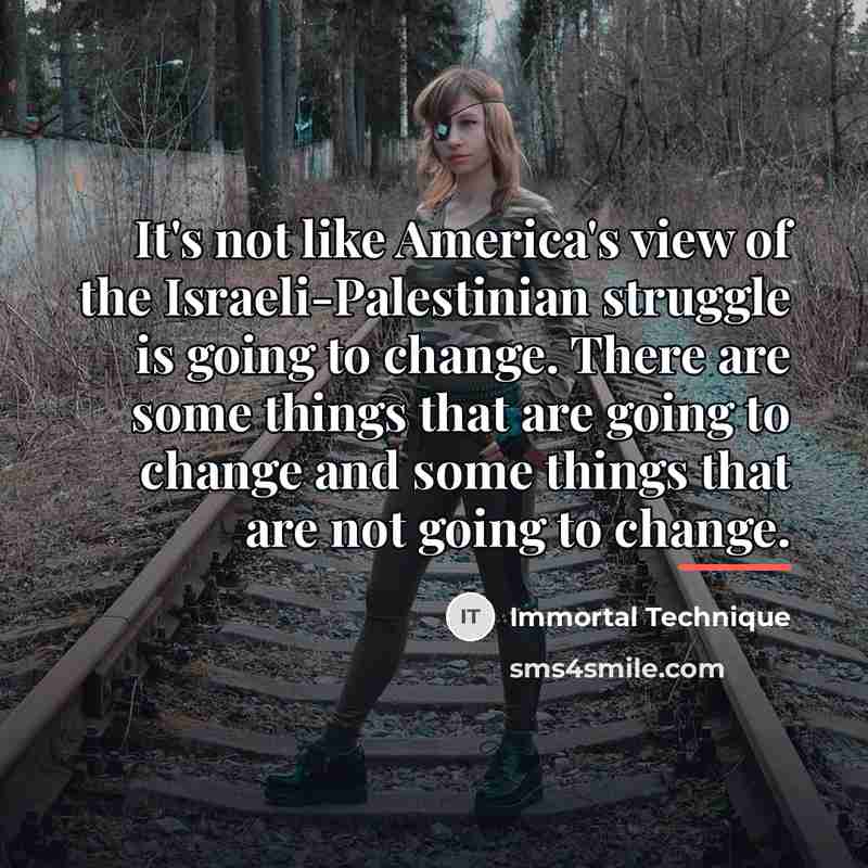 “It's not like America's view of the Israeli-Palestinian struggle is…” quote by Immortal Technique