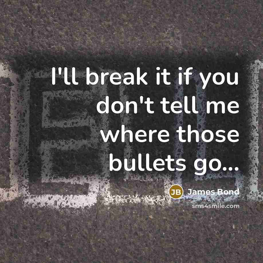 “I'll break it if you don't tell me where those bullets go...” quote by James Bond