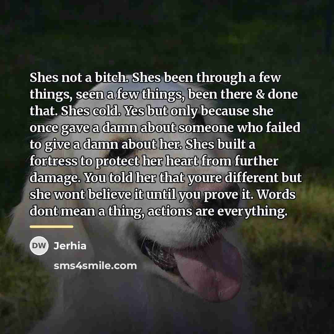 “Shes not a bitch. Shes been through a few things,…” quote by Jerhia