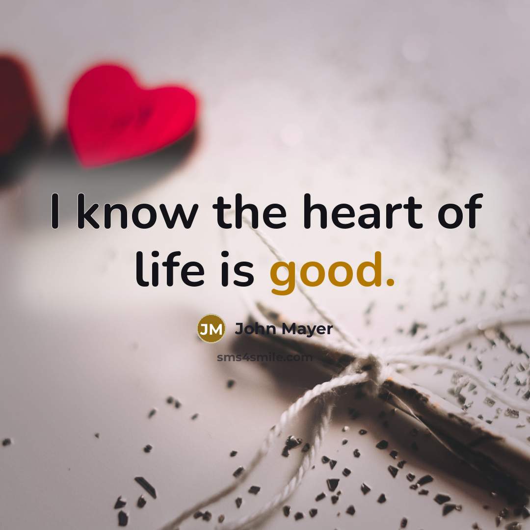 “I know the heart of life is good.…” quote by John Mayer