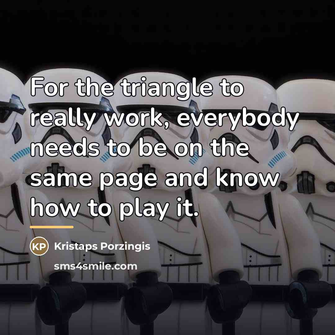 “For the triangle to really work, everybody needs to be…” quote by Kristaps Porzingis