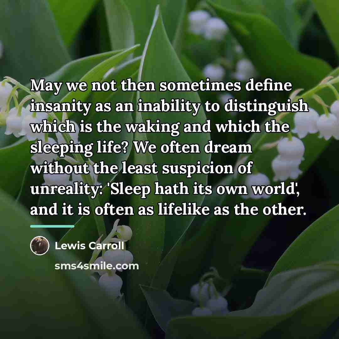 “May we not then sometimes define insanity as an inability…” quote by Lewis Carroll