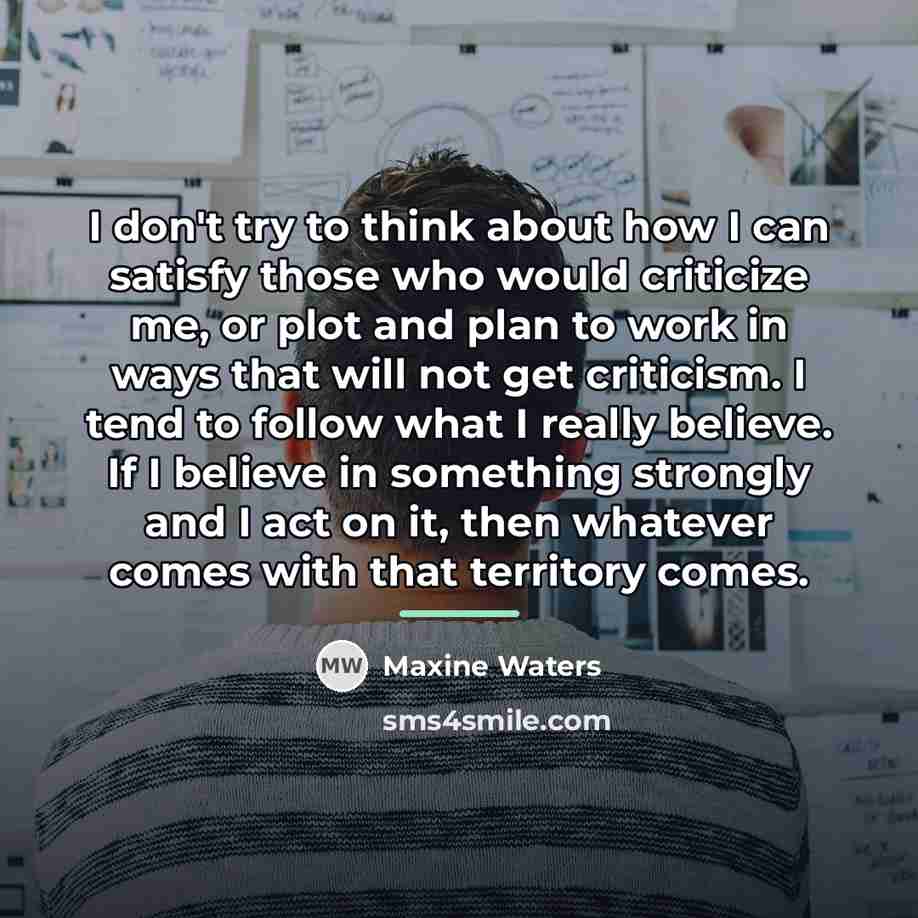 “I don't try to think about how I can satisfy…” quote by Maxine Waters