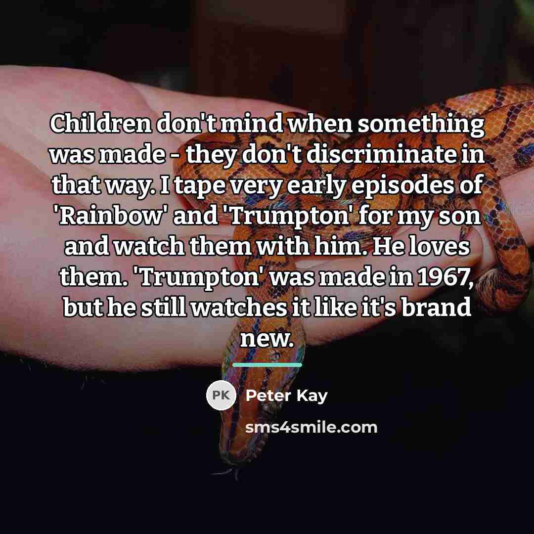 “Children don't mind when something was made - they don't…” quote by Peter Kay