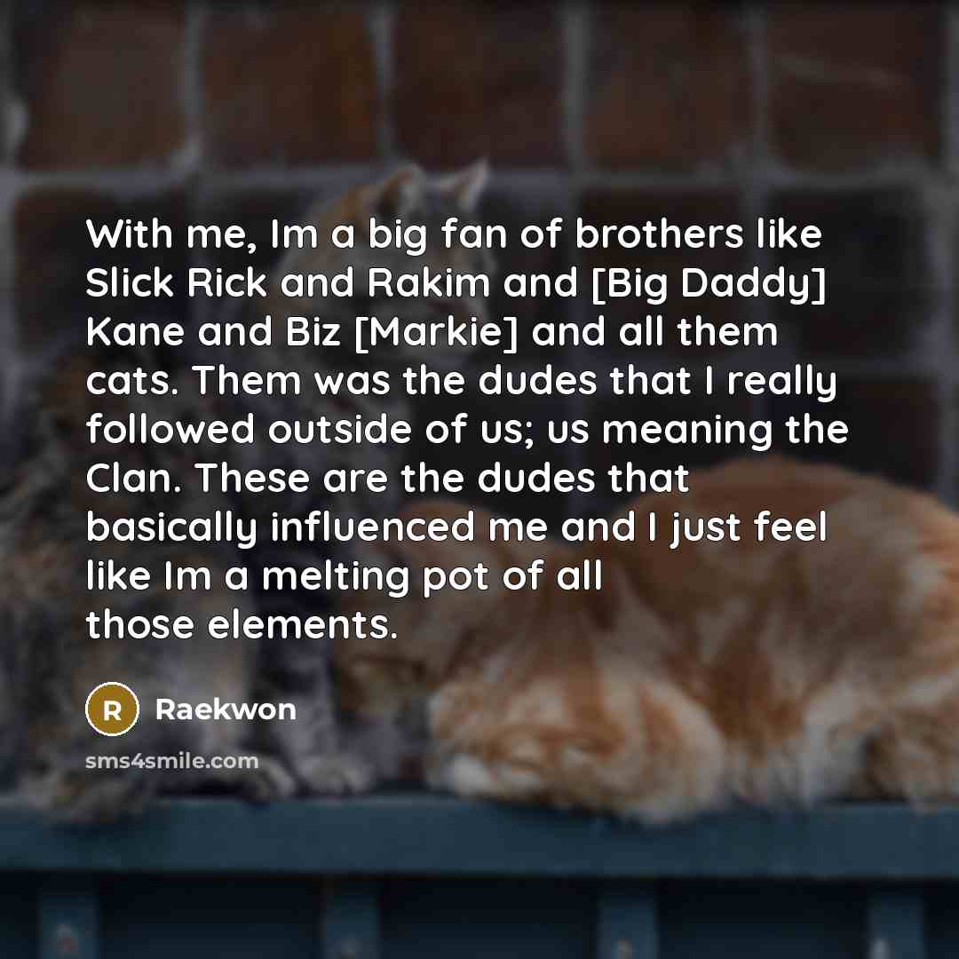 “With me, Im a big fan of brothers like Slick…” quote by Raekwon