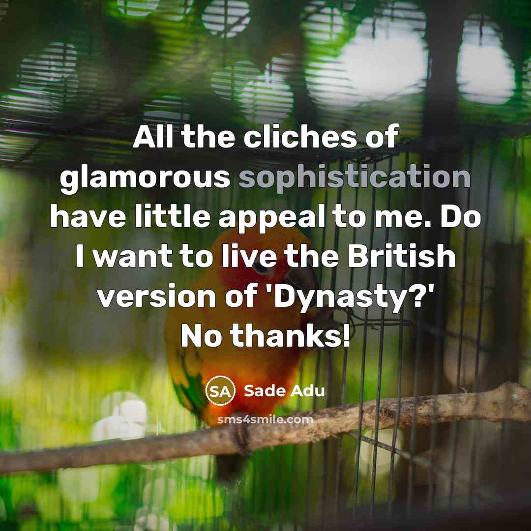 “All the cliches of glamorous sophistication have little appeal to…” quote by Sade Adu