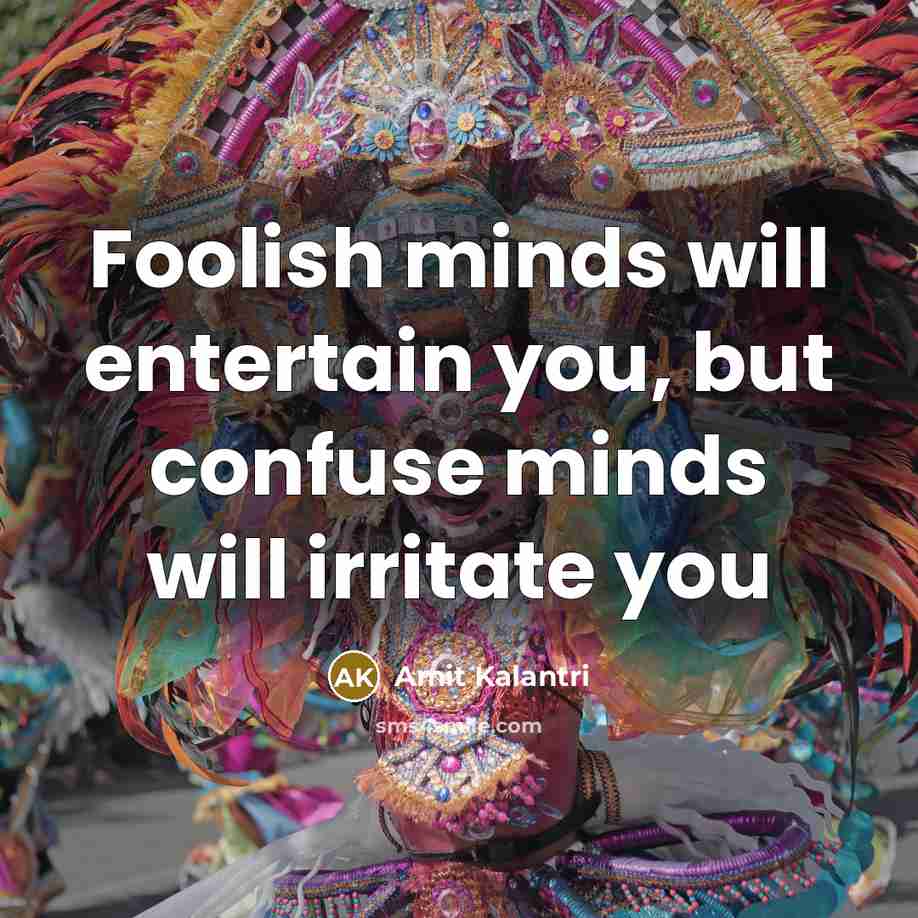 “Foolish minds will entertain you, but confuse minds will irritate…” quote by Amit Kalantri