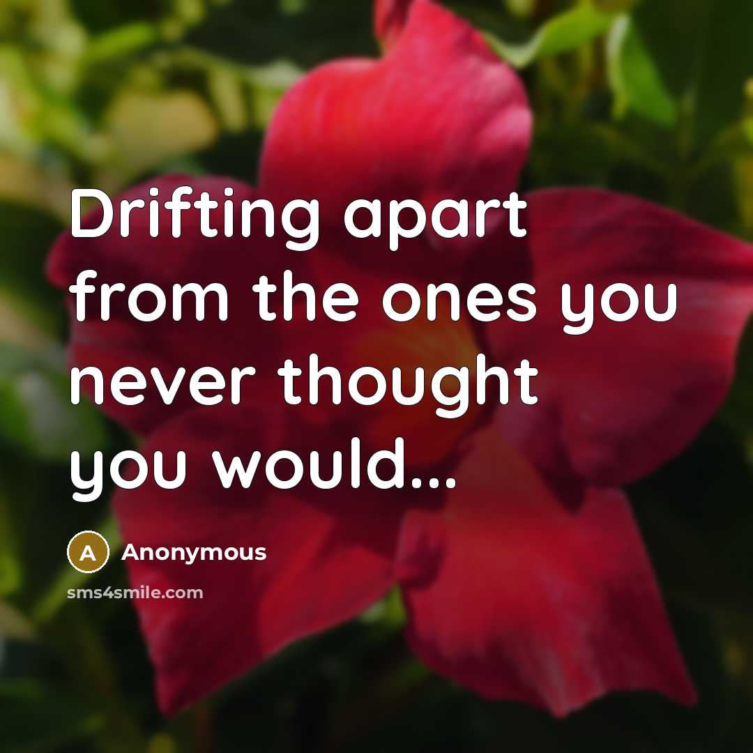 “Drifting apart from the ones you never thought you would...” quote by Anonymous