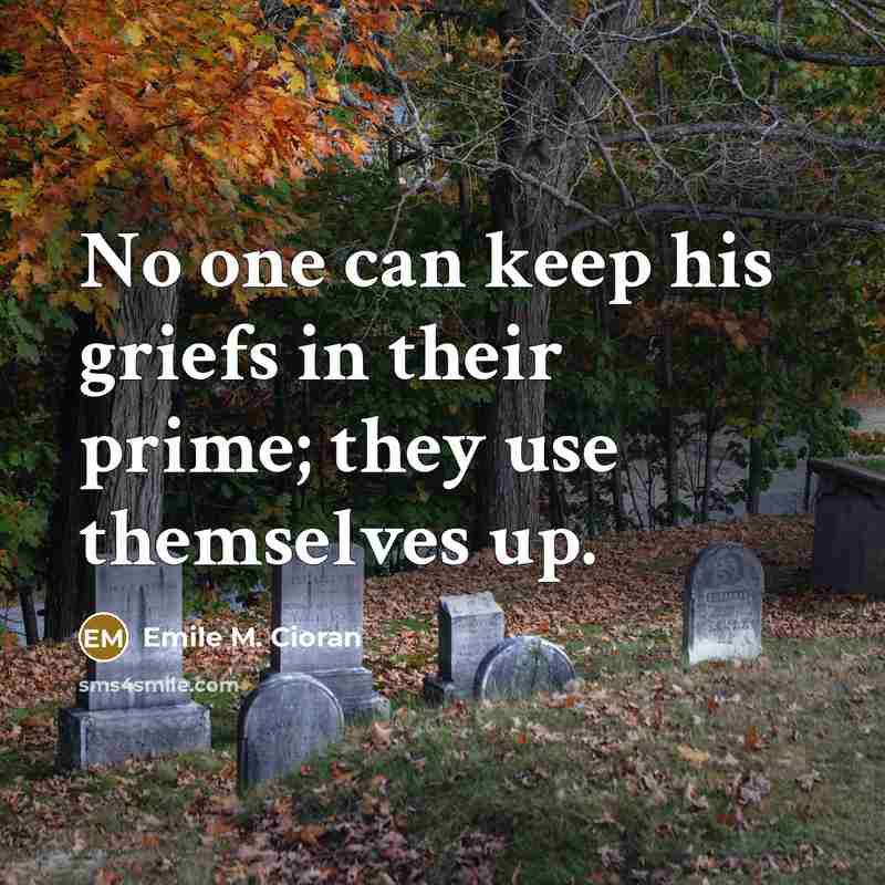“No one can keep his griefs in their prime; they…” quote by Emile M. Cioran