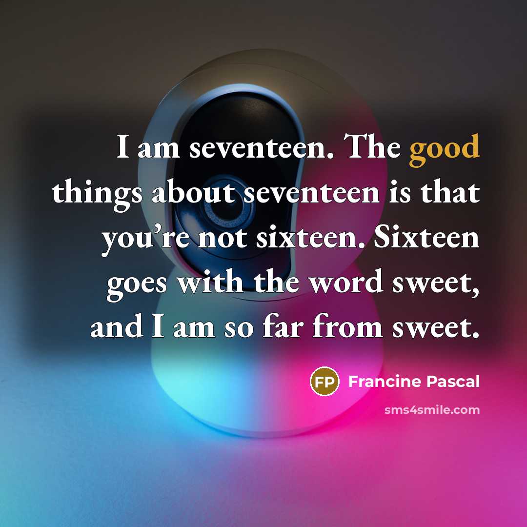 “I am seventeen. The good things about seventeen is that…” quote by Francine Pascal