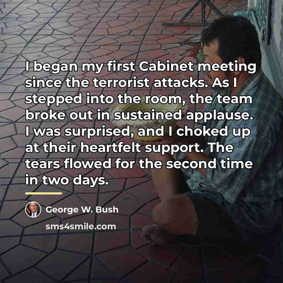 “I began my first Cabinet meeting since the terrorist attacks.…” quote by George W. Bush