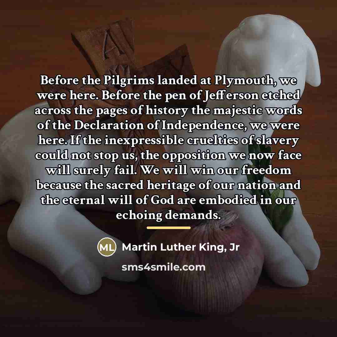 “Before the Pilgrims landed at Plymouth, we were here. Before…” quote by Martin Luther King, Jr