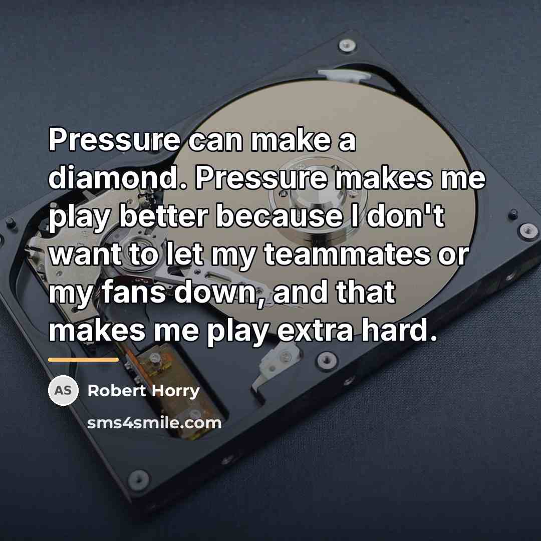 “Pressure can make a diamond. Pressure makes me play better…” quote by Robert Horry