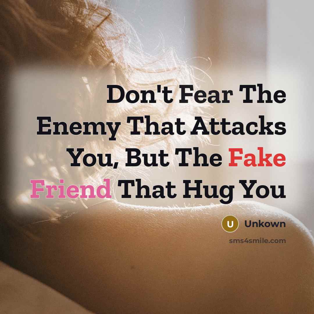 “Don't Fear The Enemy That Attacks You, But The Fake…” quote by Unkown