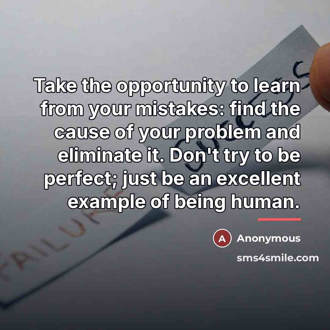 “Take the opportunity to learn from your mistakes: find the…” quote by Anonymous