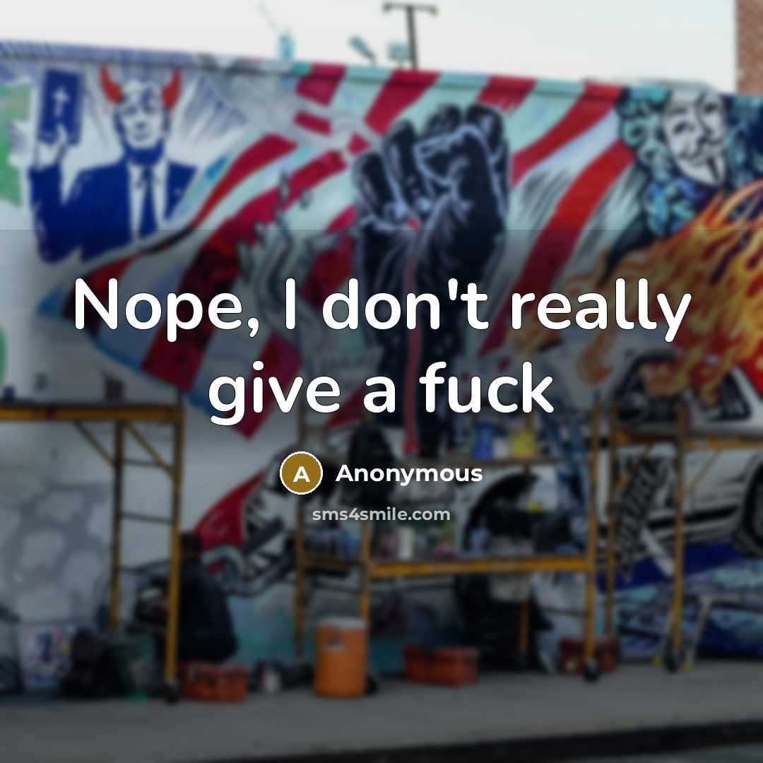 “Nope, I don't really give a fuck” quote by Anonymous
