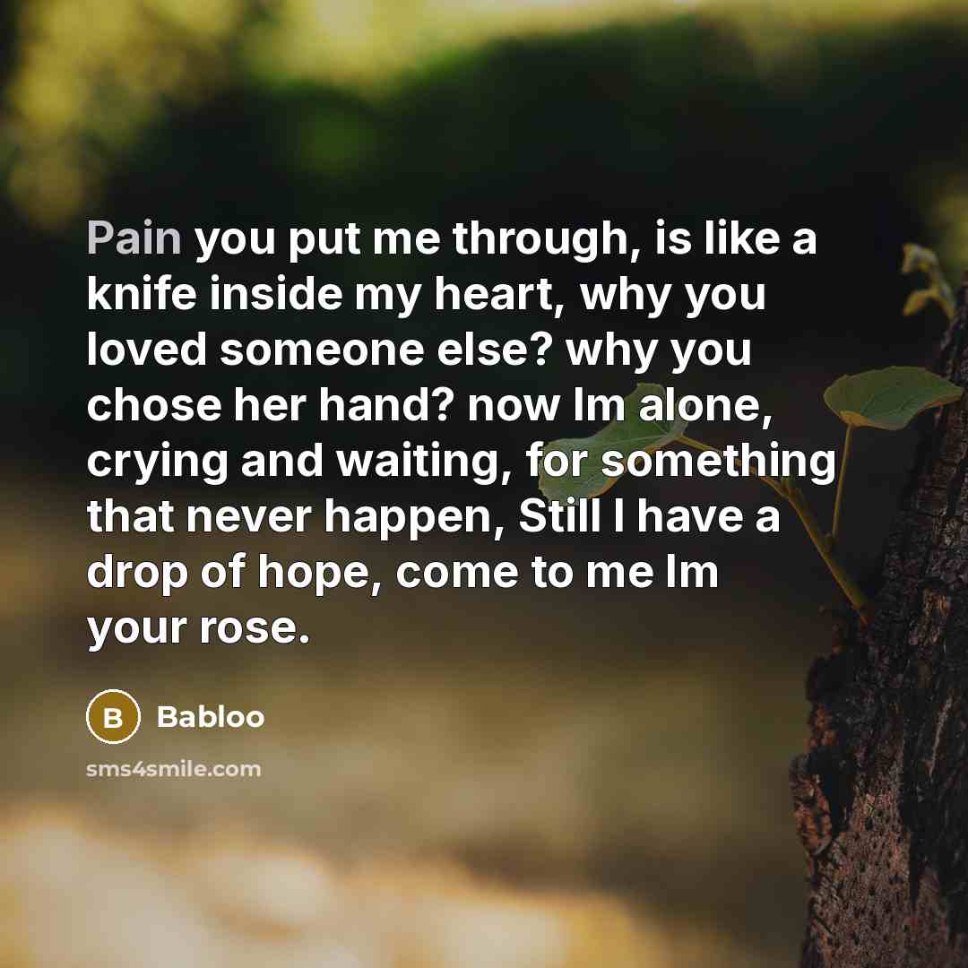 “Pain you put me through, is like a knife inside…” quote by Babloo