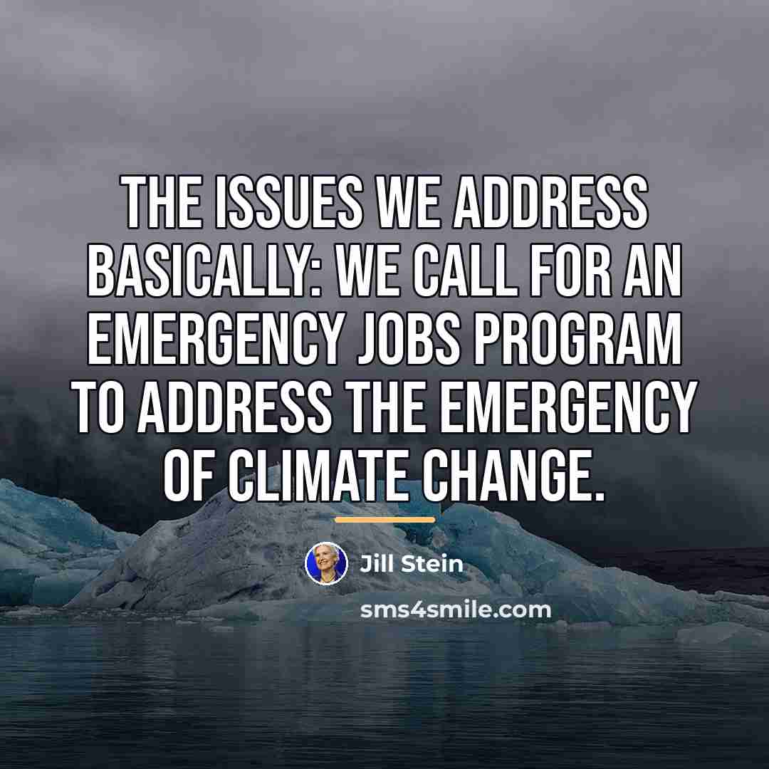 “The issues we address basically: We call for an emergency…” quote by Jill Stein