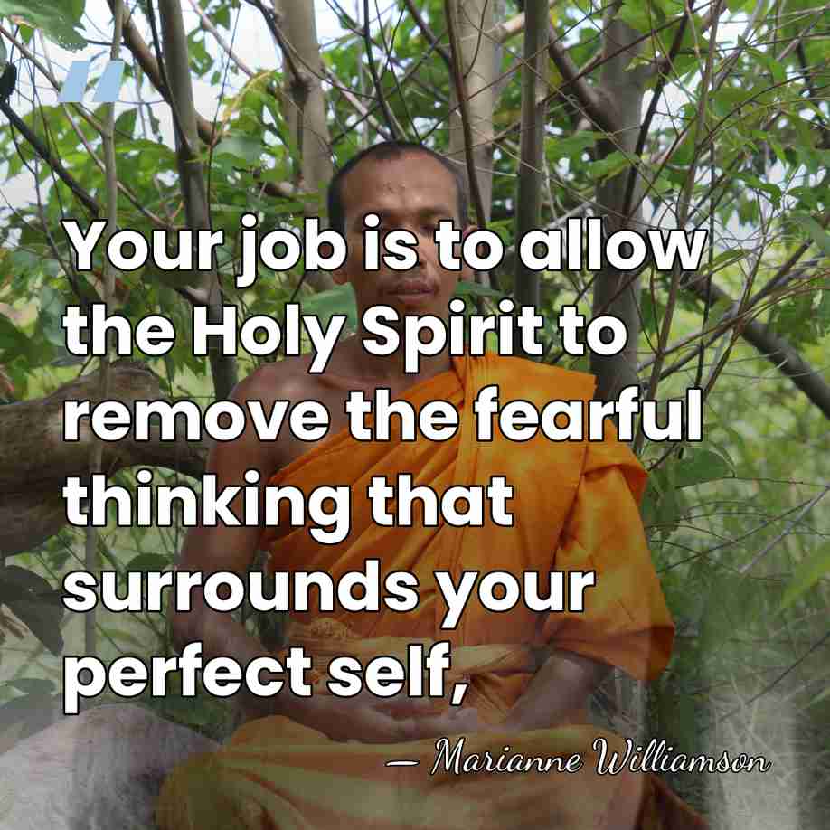 Your job is to allow the Holy Spirit to remove the fearful&hellip; - Marianne Williamson