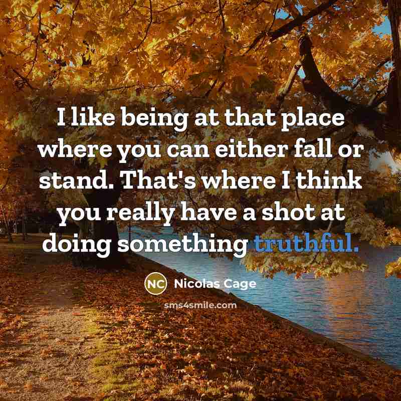 “I like being at that place where you can either…” quote by Nicolas Cage