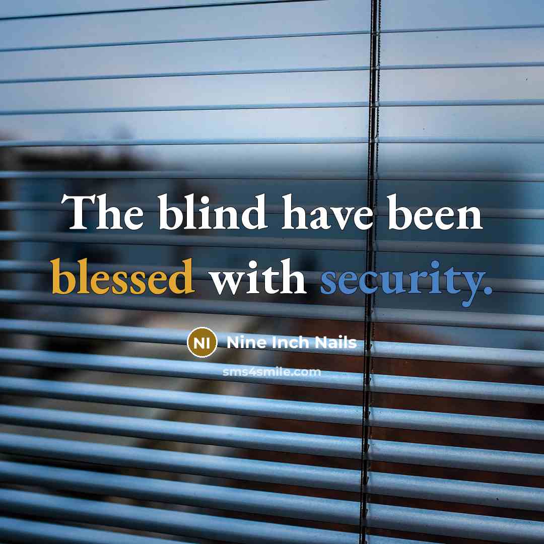 “The blind have been blessed with security.” quote by Nine Inch Nails