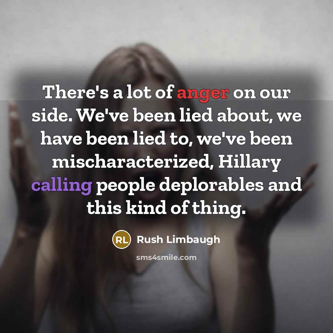 “There's a lot of anger on our side. We've been…” quote by Rush Limbaugh