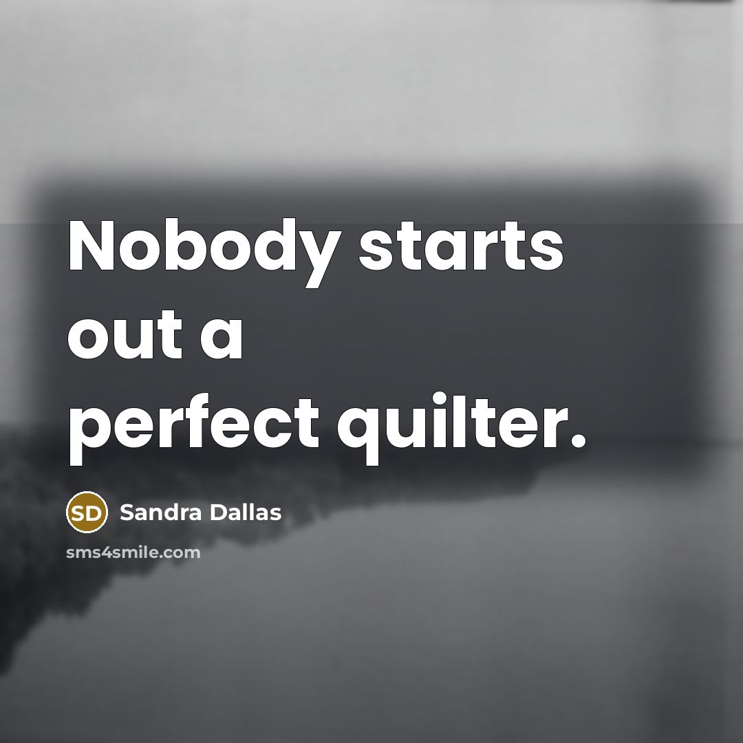 “Nobody starts out a perfect quilter.…” quote by Sandra Dallas